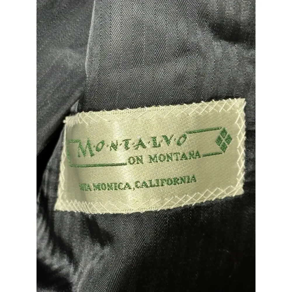 Vintage 80s Blue Blazer Contrast Black Collar Cuffs Montalvo Tailored Unisex M